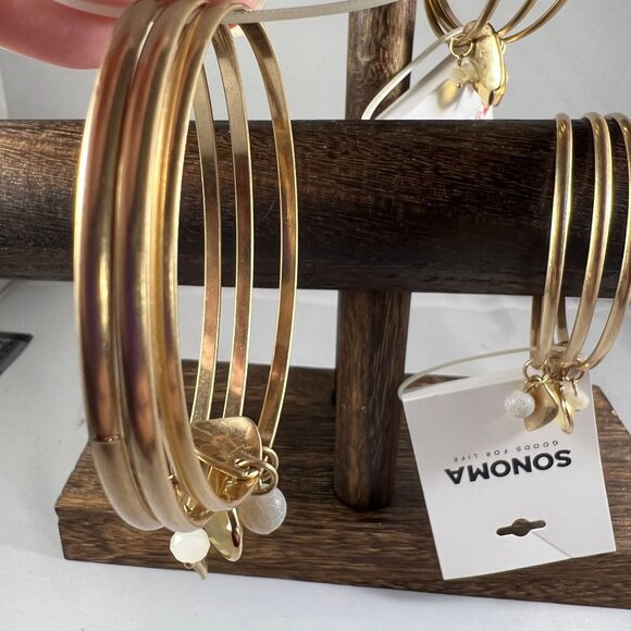 Gold-Tone Sonona Bangle Bracelets With Charms Set Of 3 - Picture 3 of 3